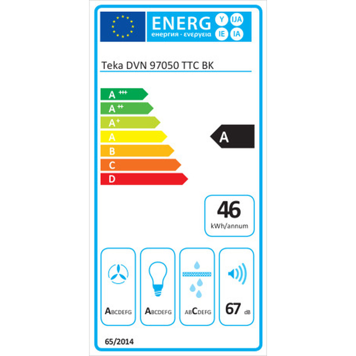 Konventionell fläkt Teka DVN 97050 TTC BK 230W 480 m3/h 90 cm Svart - 3