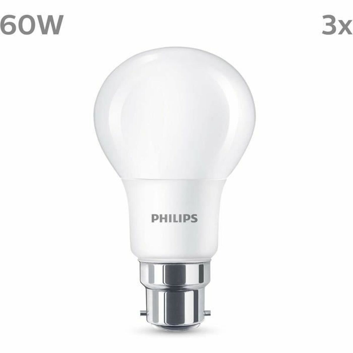 LED-lampa Philips 60 W Matt Varmvit F 8 W 60 W B22 3 antal (2700 K)