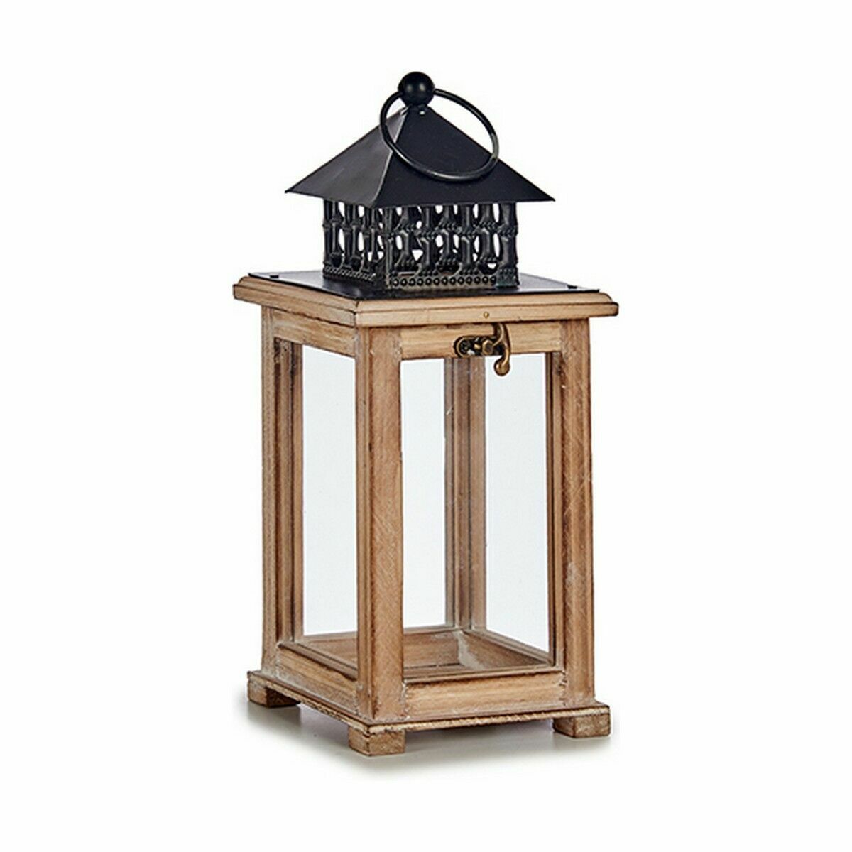 Lykta Gift Decor Brun Svart Trä Metall Glas 13 x 29 x 13 cm 13,4 x 29 x 13,4 cm (6 antal) - 2