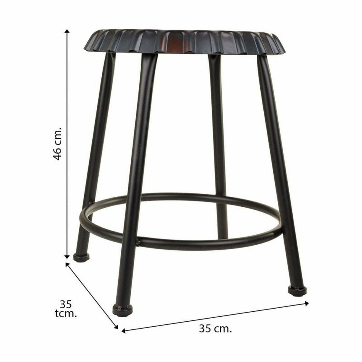 Sittpall Alexandra House Living Svart Järn 35 x 46 x 35 cm - 5