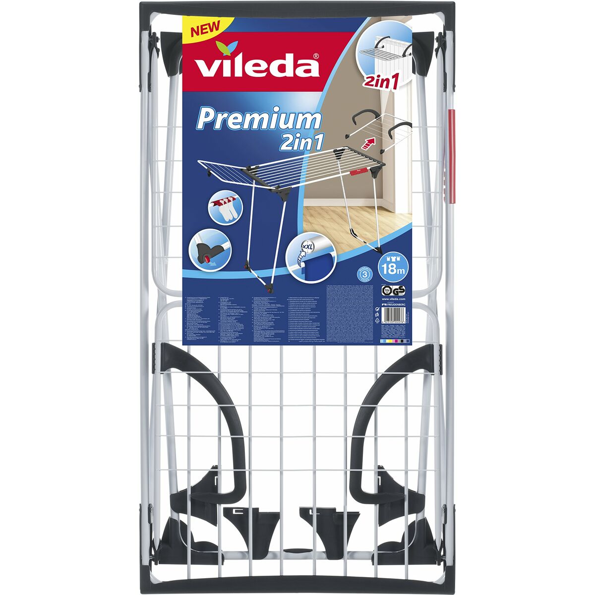 Torklina Vileda Premium Grå Stål 180 x 91 x 57 cm 2 i 1 - 2