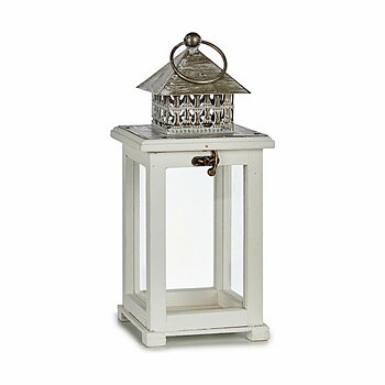 Lykta Gift Decor Vit Silvrig Trä Metall Glas 13 x 29 x 13 cm 13,4 x 29 x 13,4 cm (6 antal)