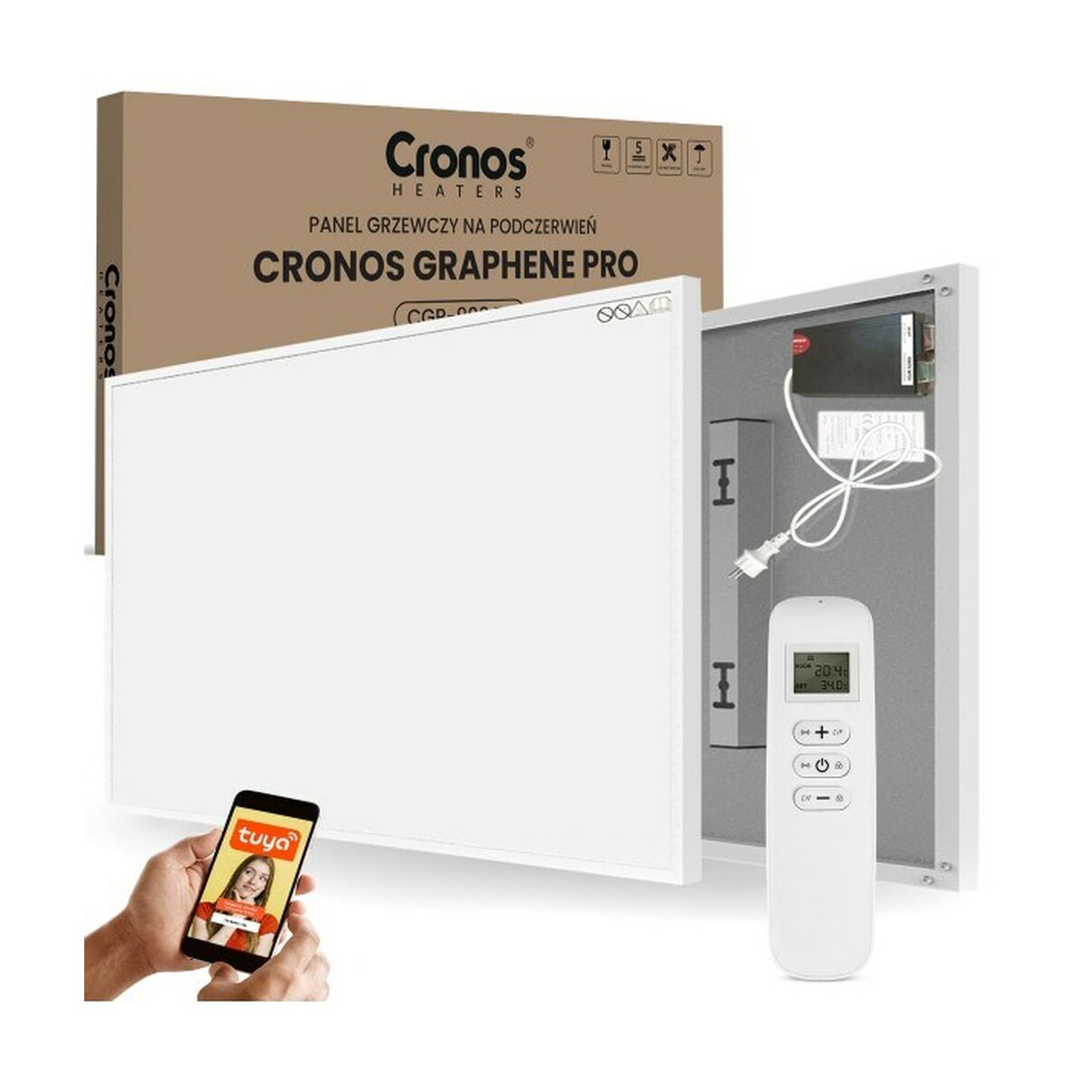 Värmeelement Cronos CGP-900TWP Vit 900 W 1 Delar - 4