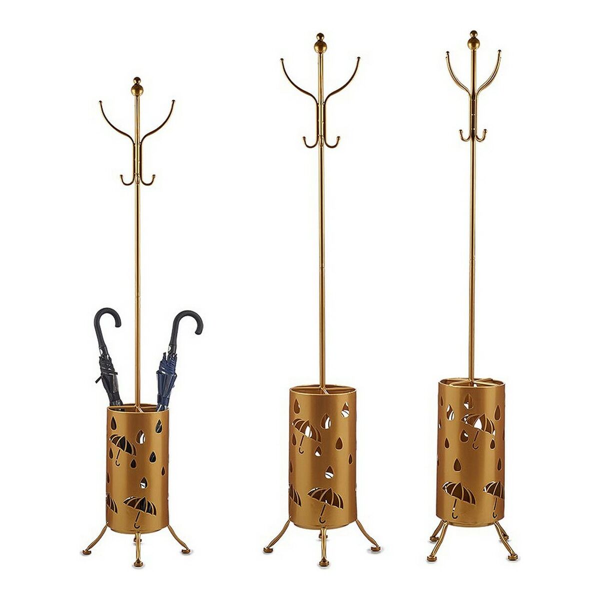 Kapphängare Gift Decor Gyllene Metall 44 x 185 x 44 cm Paraplyställ - 4