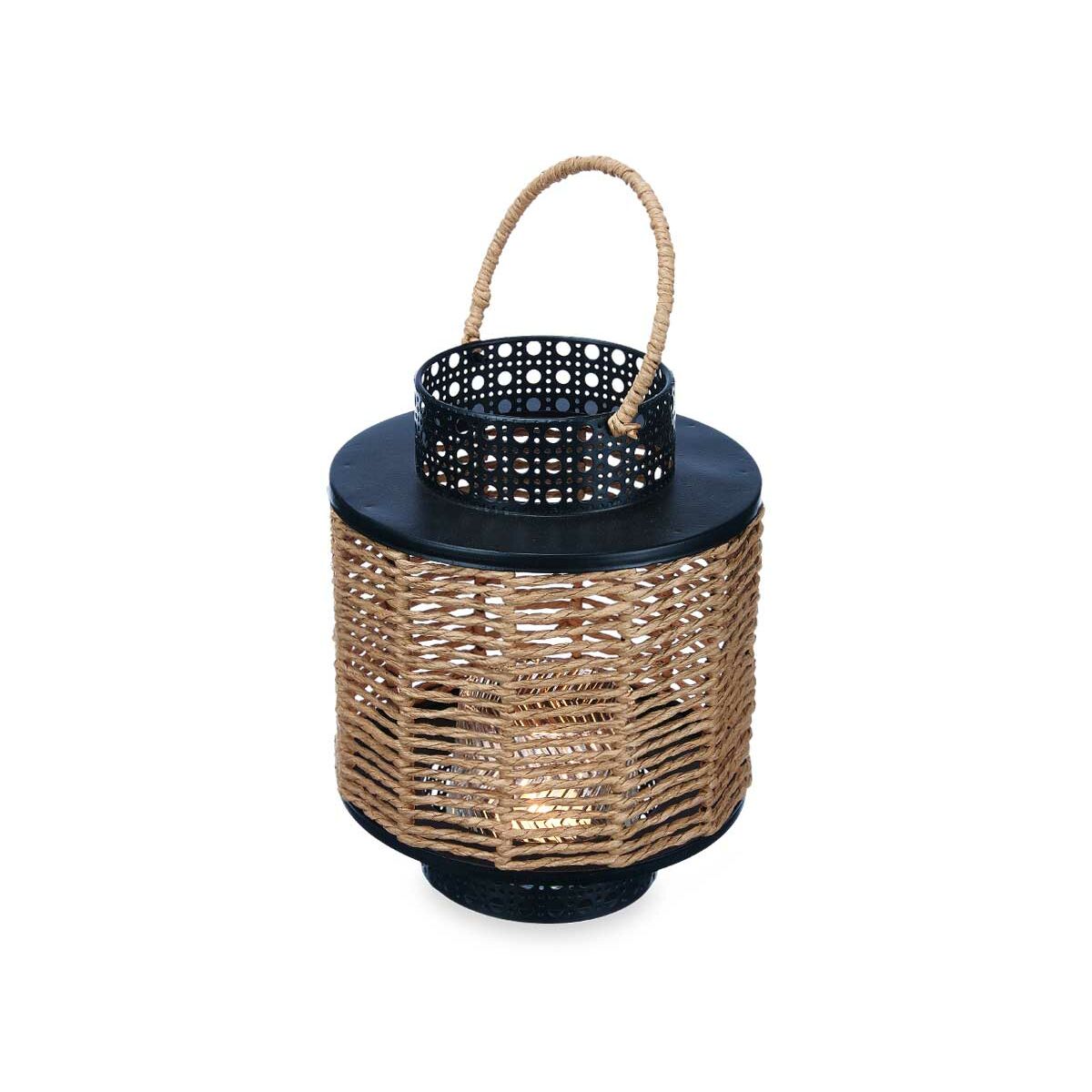 Lykta Svart Metall 17 x 23 x 17 cm (4 antal) Rattan - 4