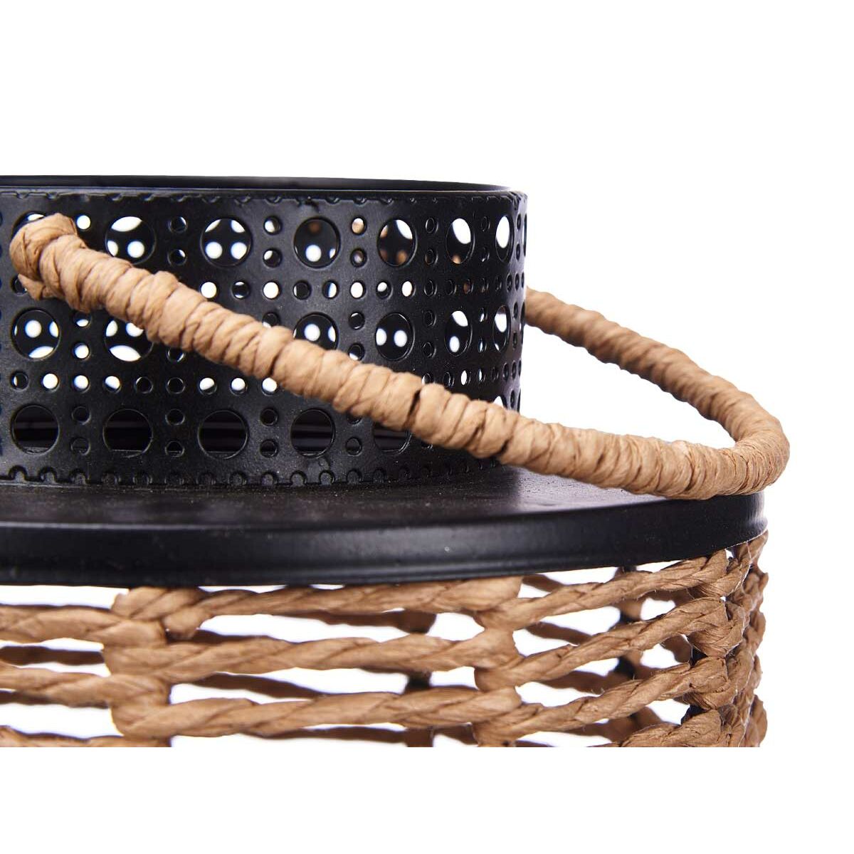Lykta Svart Metall 17 x 23 x 17 cm (4 antal) Rattan - 2