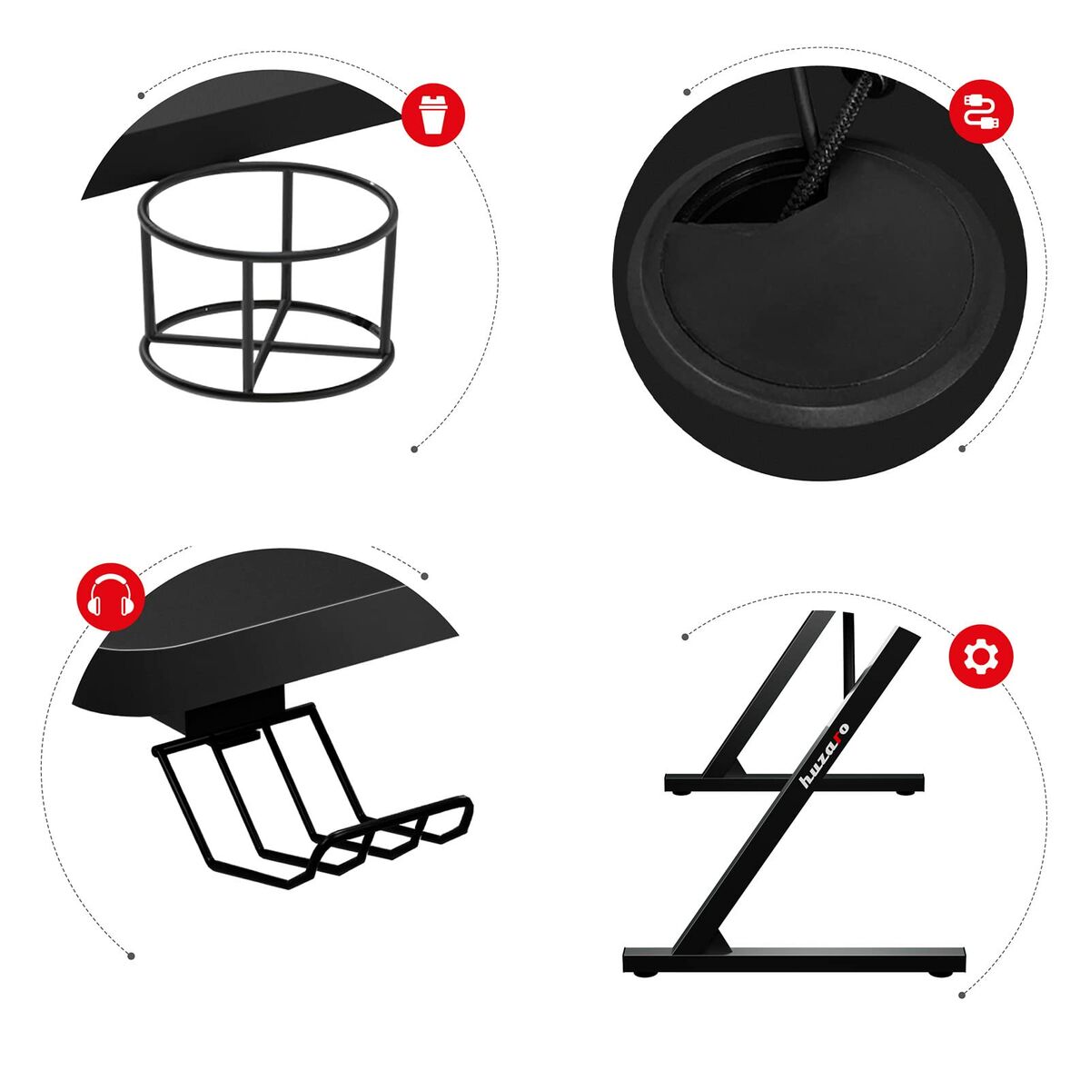 Skrivbord Huzaro HZ-Hero 1.8 Black Svart Stål - 3