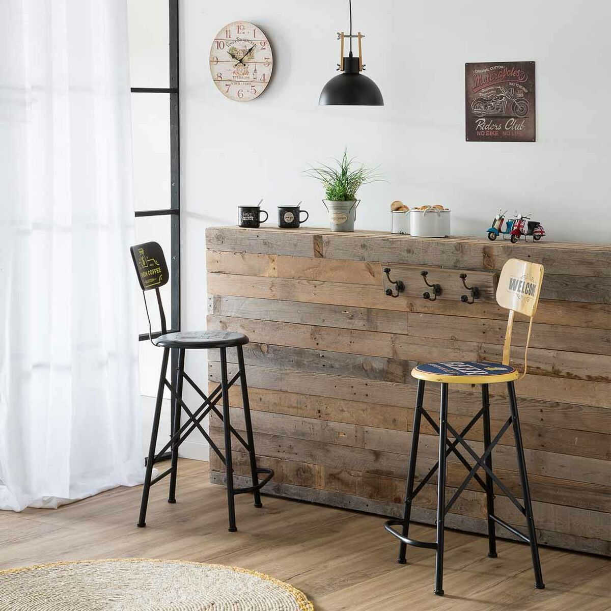 Sittpall Alexandra House Living Svart Järn 40 x 100 x 46 cm - 3