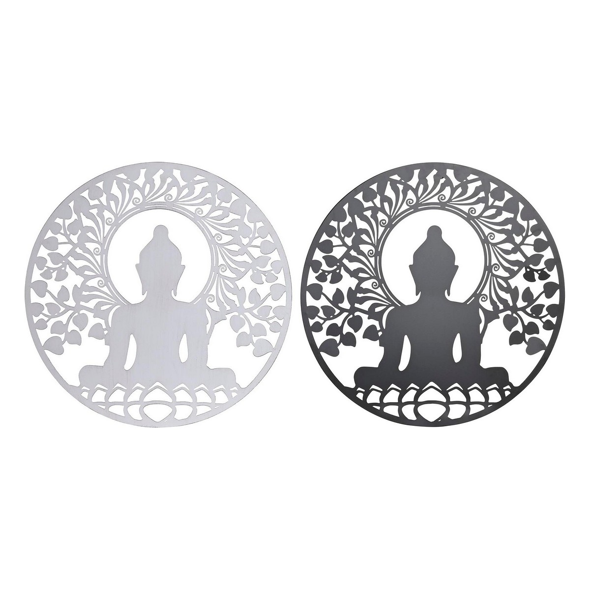 Väggdekoration DKD Home Decor Metall Buddha (2 antal) (60 x 1 x 60 cm)