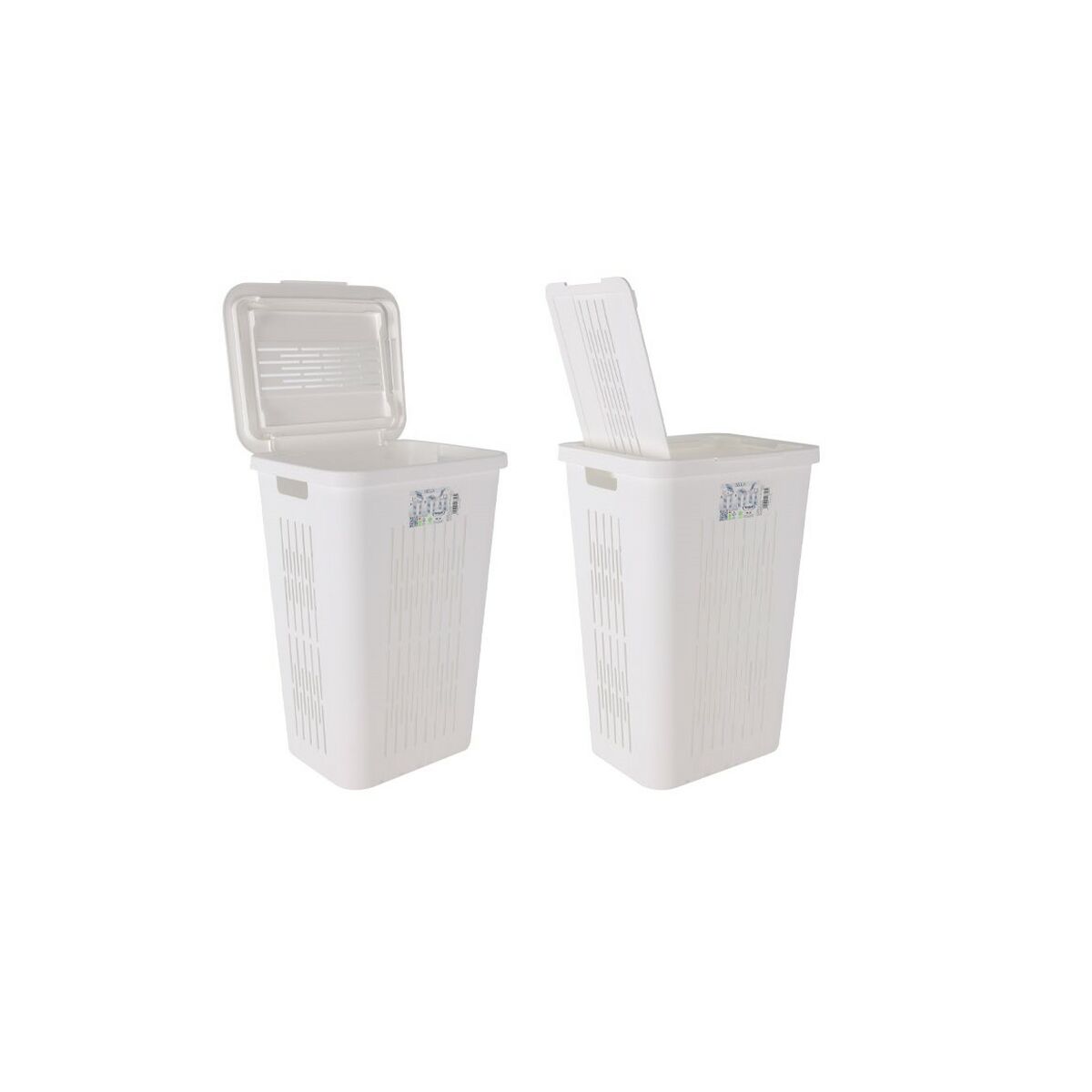 Tvättkorg Tontarelli Bella Dubbelt lock 60 L Vit 40,5 x 33 x 59 cm (5 antal) - 2