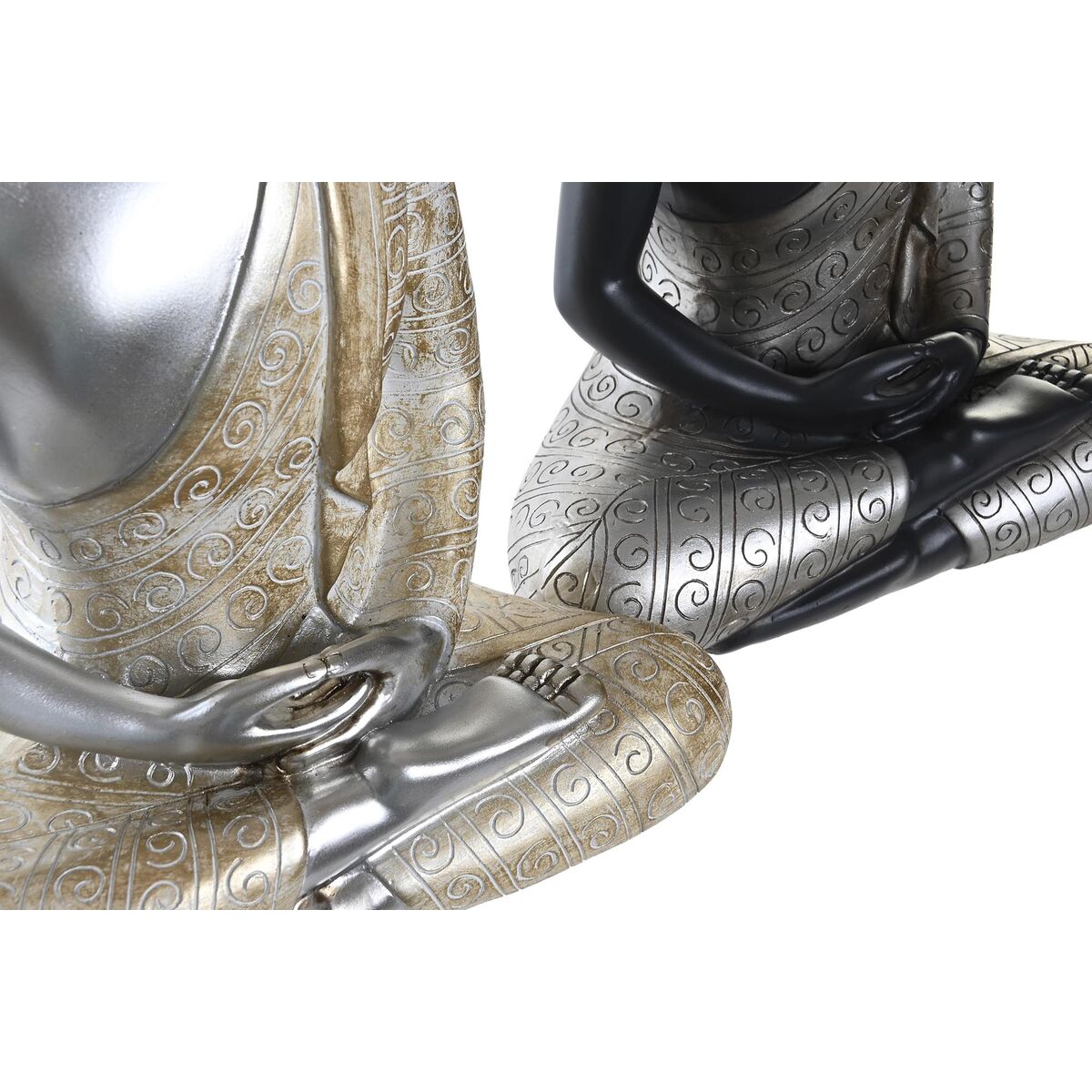 Prydnadsfigur DKD Home Decor Silvrig Svart Gyllene Buddha Harts Orientalisk (26 x 15 x 40 cm) (2 antal) - 2