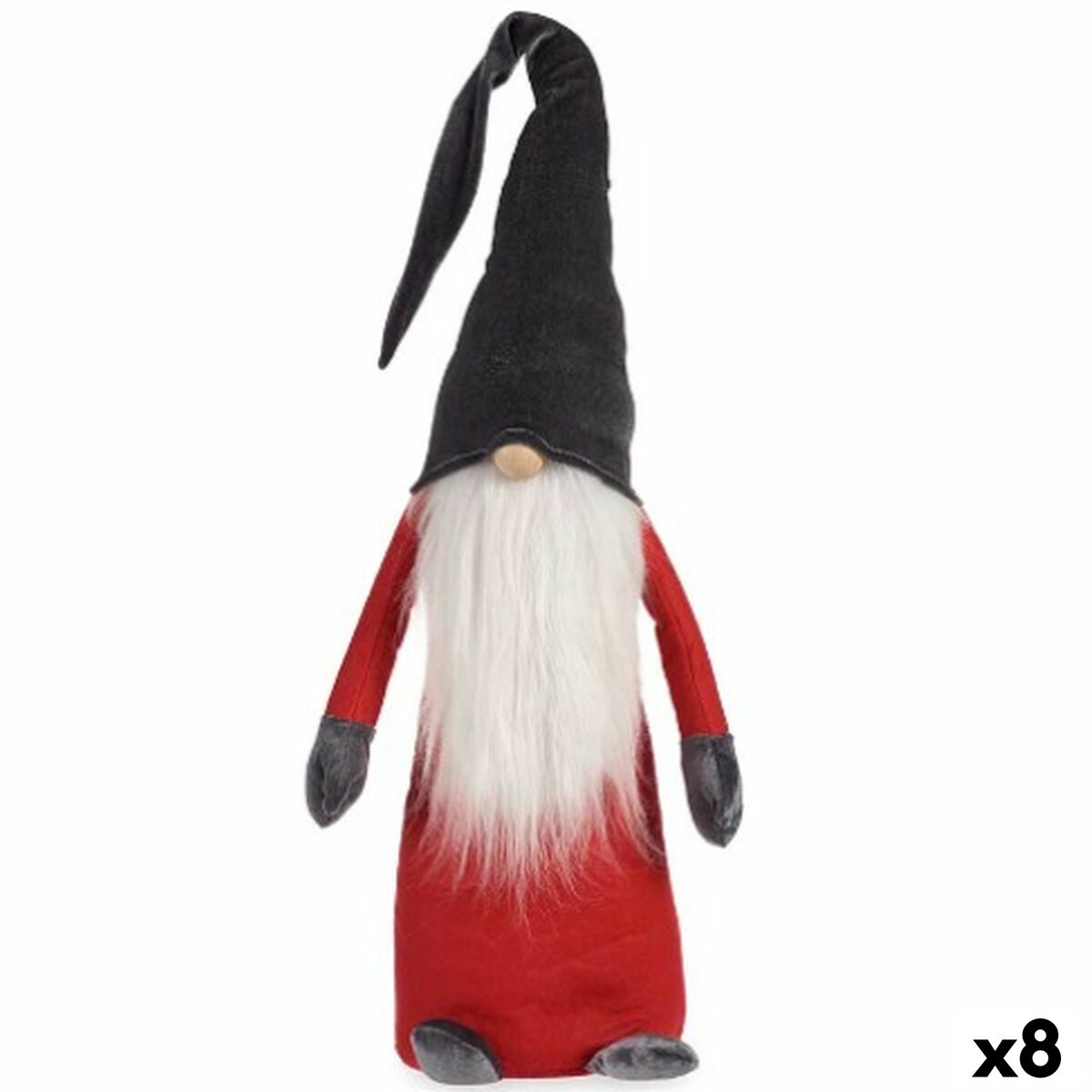 Prydnadsfigur Gnom Vit Röd Grå Polyester Trä Sand 20 x 100 x 25 cm (8 antal)