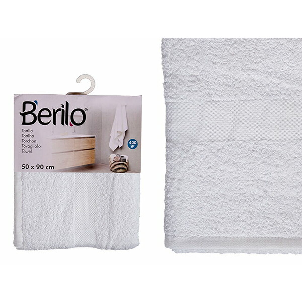 Badhandduk Berilo 89677 Vit 80 % bomull 20 % Polyester 50 x 90 cm (6 antal) - 2