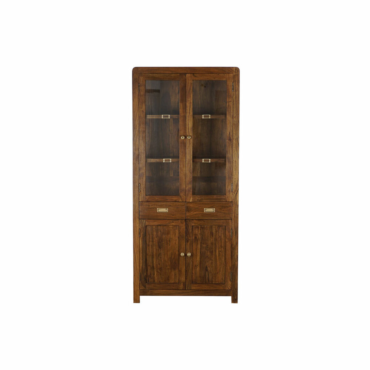 Visningsställ DKD Home Decor 85 x 42 x 190 cm Glas Gyllene Brun Akaciaträ