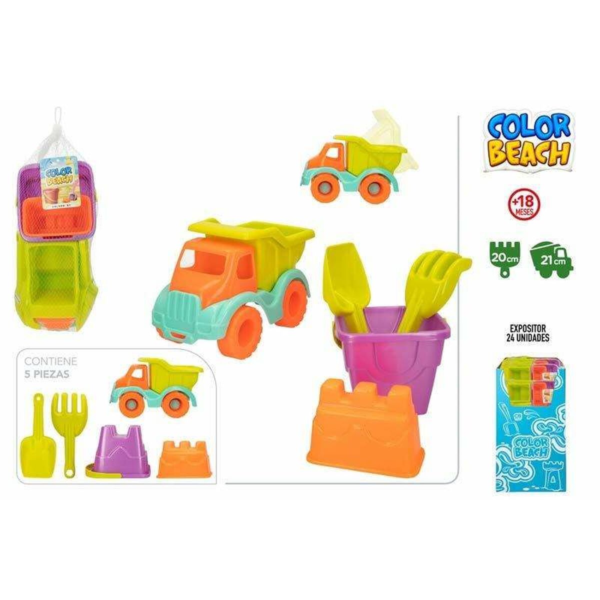 Strandleksaker set Colorbaby Tippbil 21 cm 5 Delar - 2