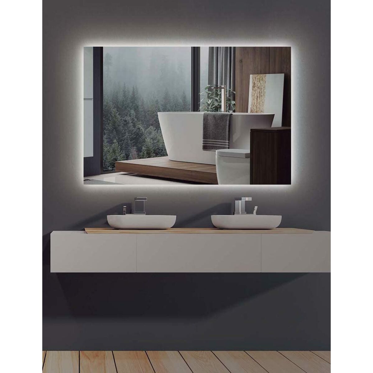 Badrumsspegel med LED-belysning Ledimex SUEC006-100 100 x 80 cm