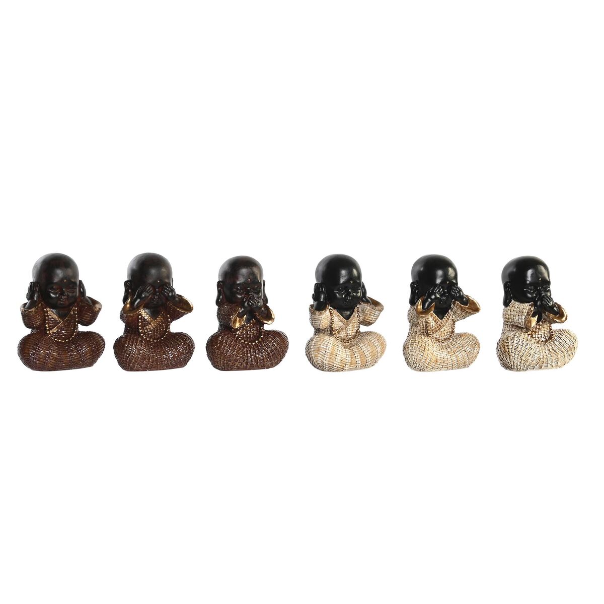 Prydnadsfigur DKD Home Decor Röd Beige Harts Munk Orientalisk (12 x 7,5 x 15,5 cm) (6 antal)