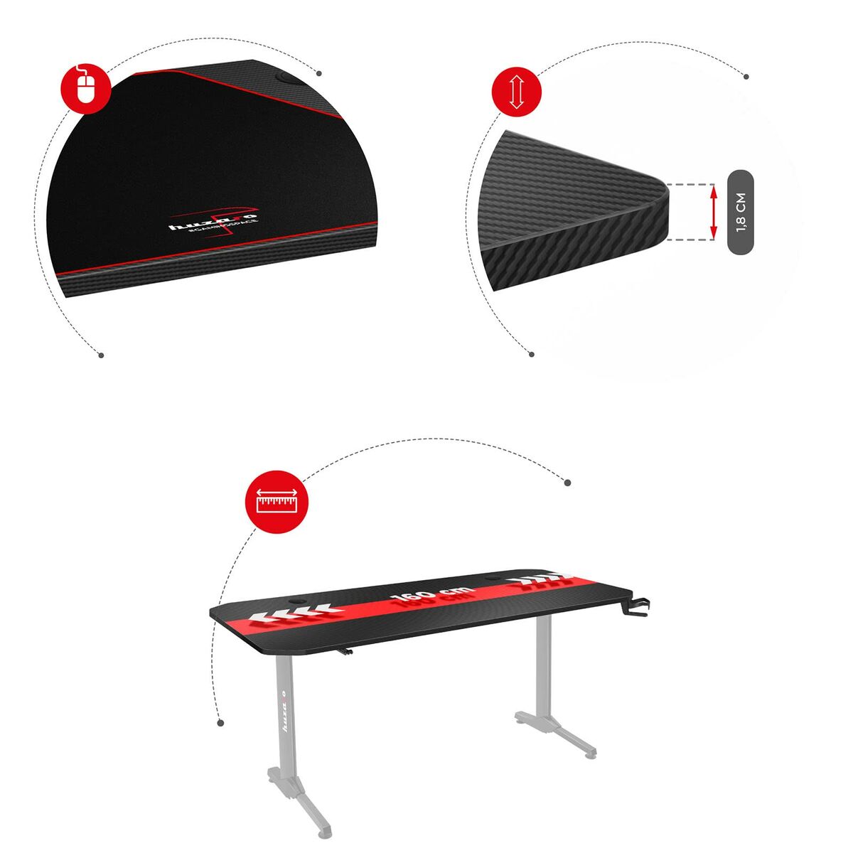 Skrivbord Gaming Huzaro HZ-Hero 4.7 Svart Trä MDF 160 x 75 cm - 5