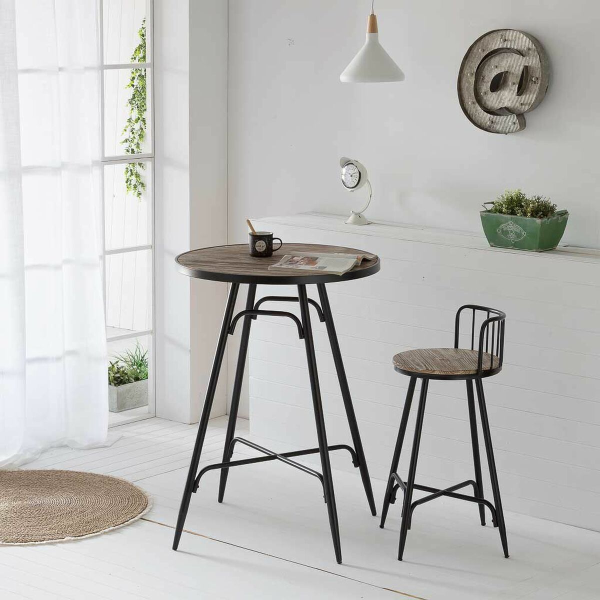 Sittpall Alexandra House Living Brun Järn Granträ 41 x 88 x 41 cm - 3