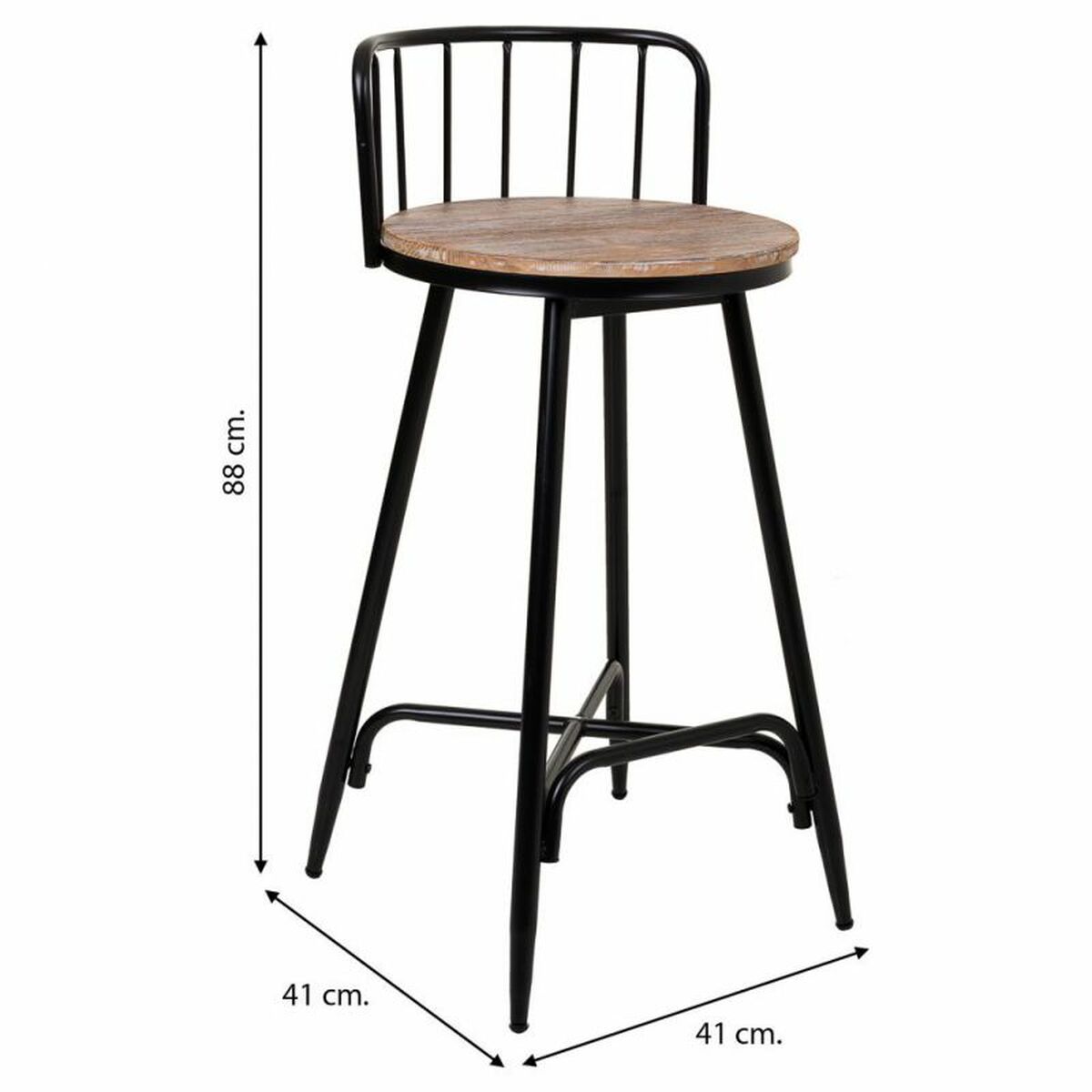 Sittpall Alexandra House Living Brun Järn Granträ 41 x 88 x 41 cm - 6