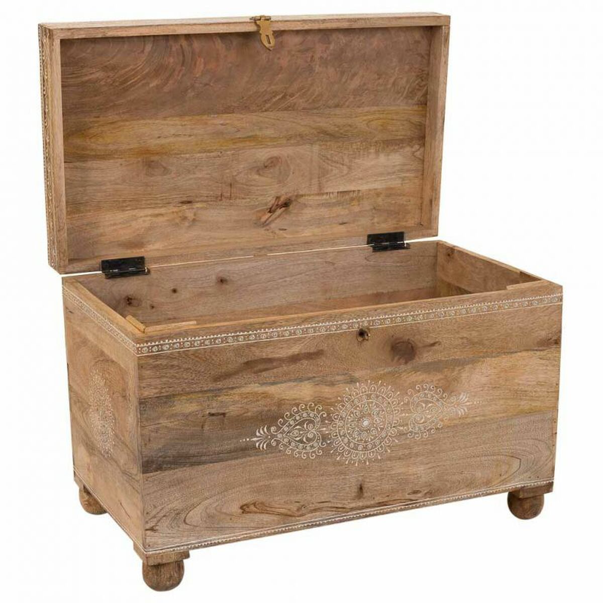 Sittpall Alexandra House Living Vit Naturell Mangoträ Trä MDF 40 x 47 x 72 cm - 4
