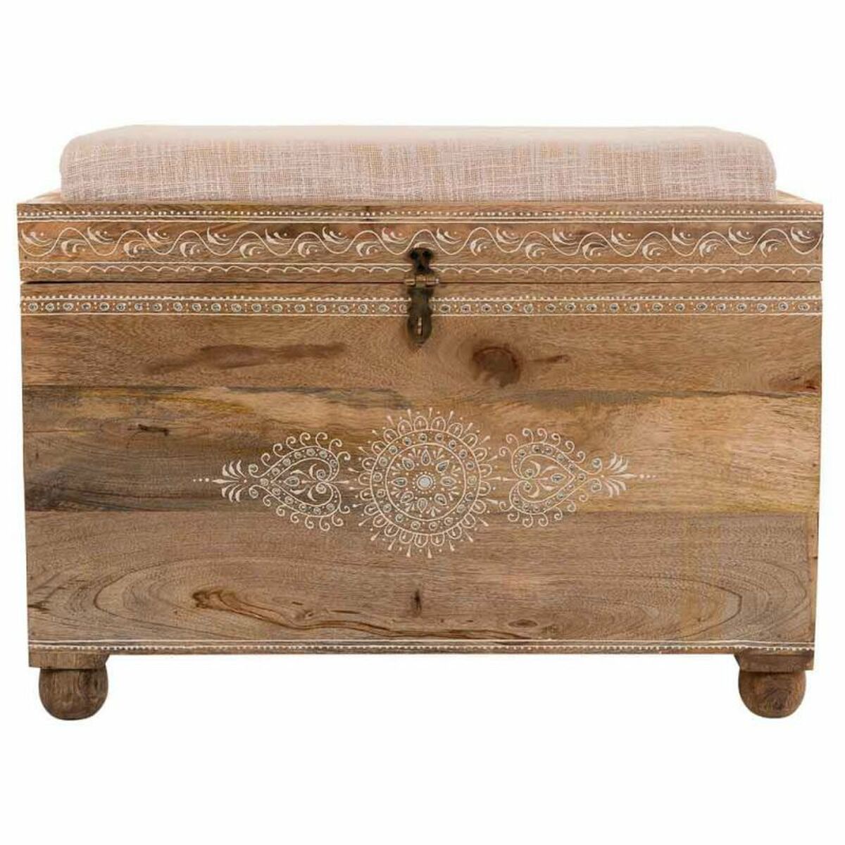 Sittpall Alexandra House Living Vit Naturell Mangoträ Trä MDF 40 x 47 x 72 cm - 5