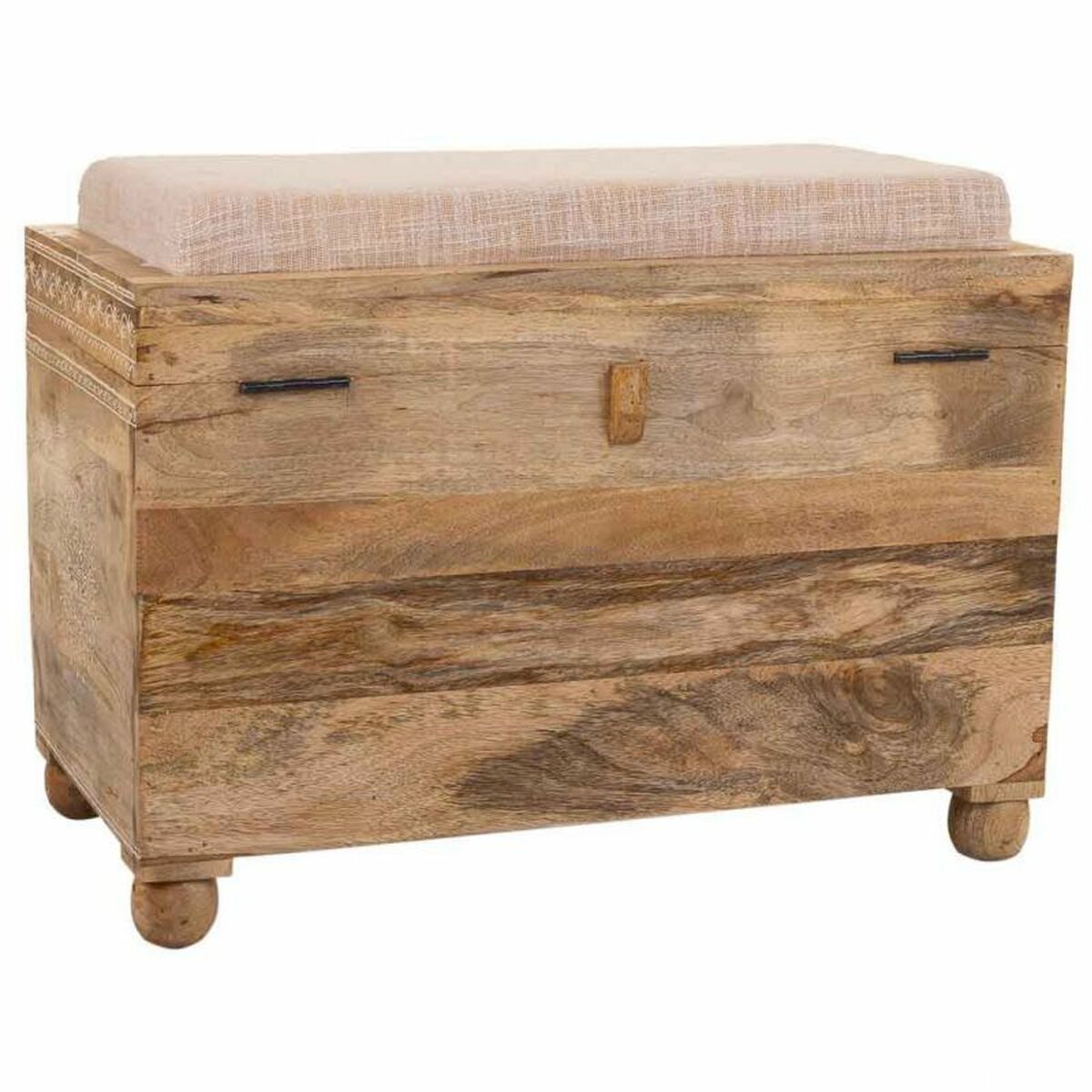 Sittpall Alexandra House Living Vit Naturell Mangoträ Trä MDF 40 x 47 x 72 cm - 7