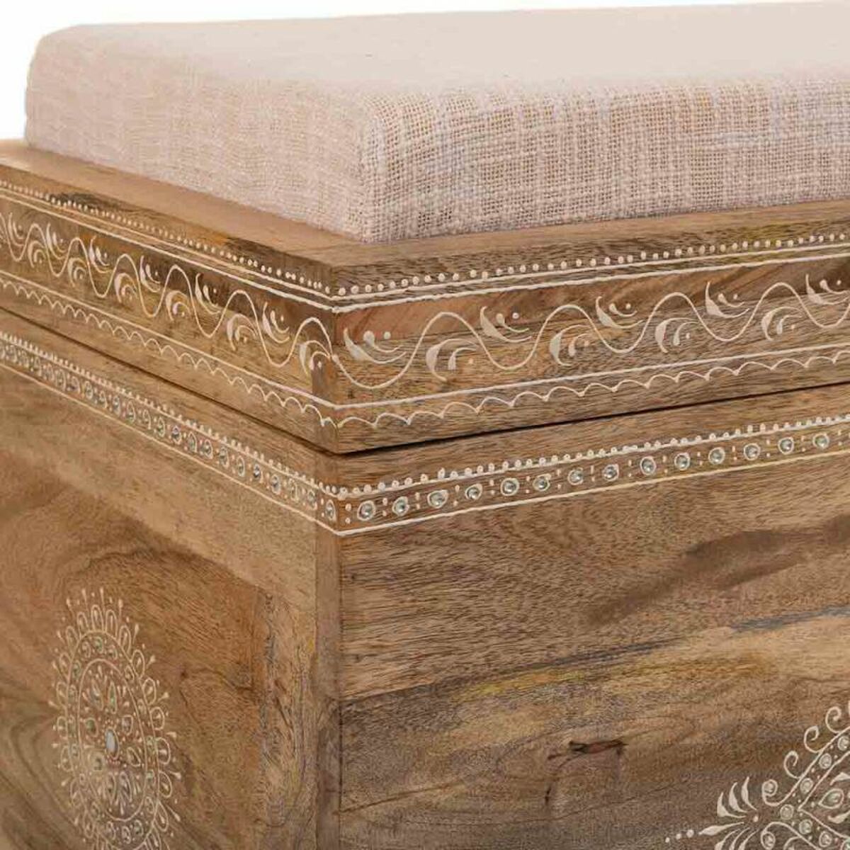 Sittpall Alexandra House Living Vit Naturell Mangoträ Trä MDF 40 x 47 x 72 cm - 8