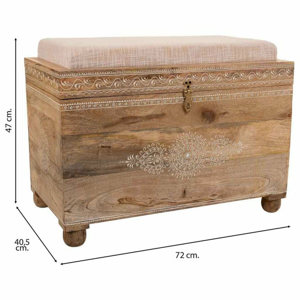 Sittpall Alexandra House Living Vit Naturell Mangoträ Trä MDF 40 x 47 x 72 cm - 6