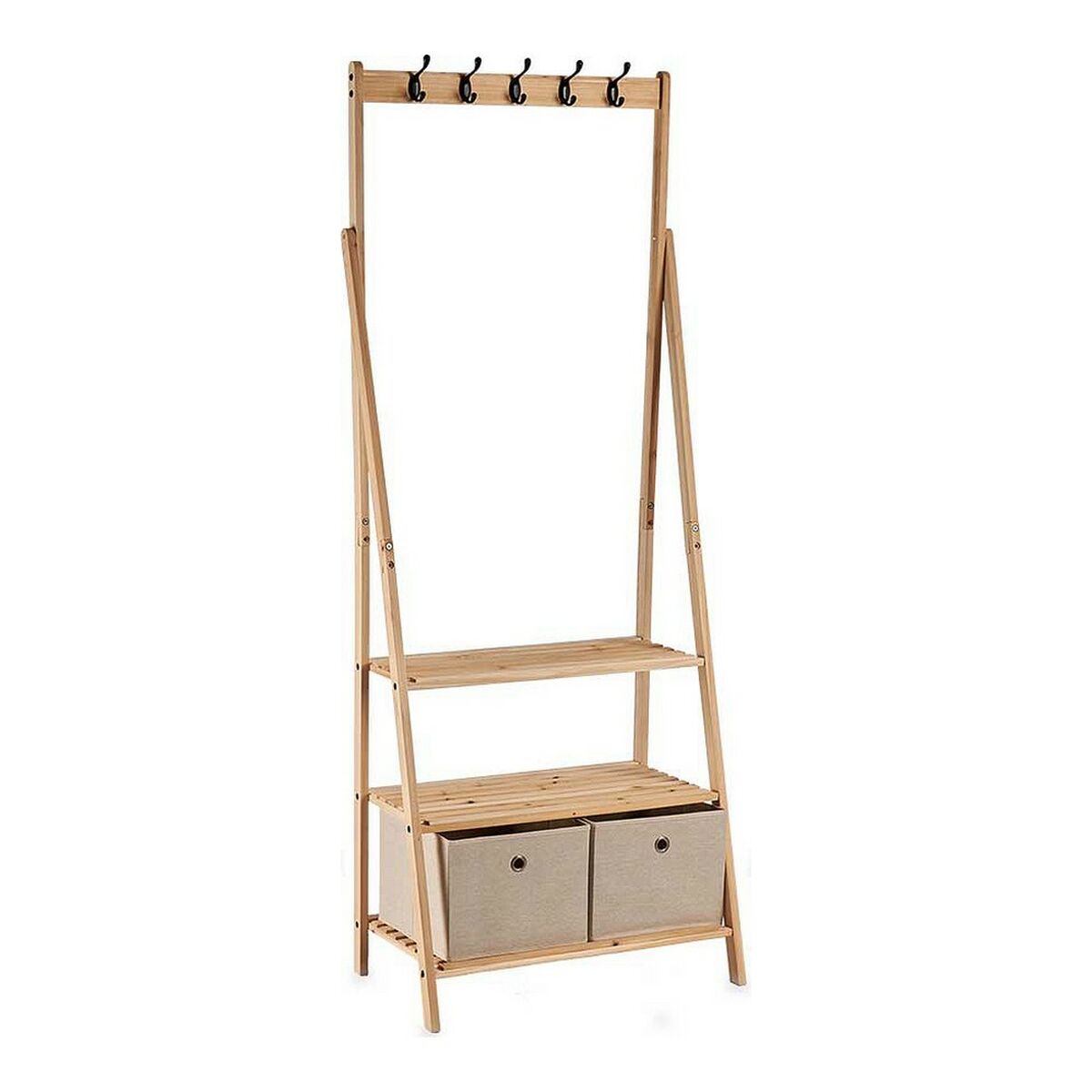 Klädhängare Kipit MH194001 Brun Beige Trä 40,5 x 175 x 67 cm - 3