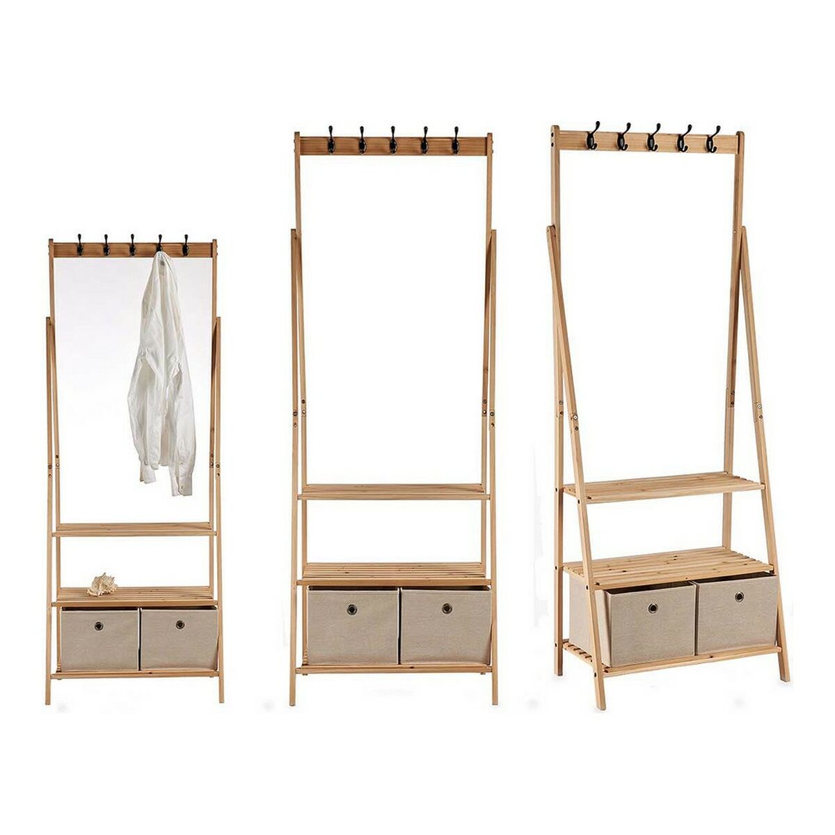 Klädhängare Kipit MH194001 Brun Beige Trä 40,5 x 175 x 67 cm - 4