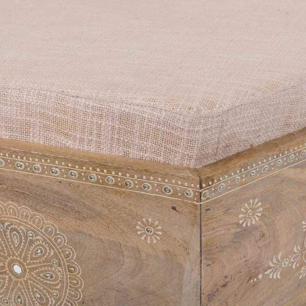 Sittpall Alexandra House Living Vit Naturell Mangoträ Trä MDF 60 x 29 x 70 cm - 8
