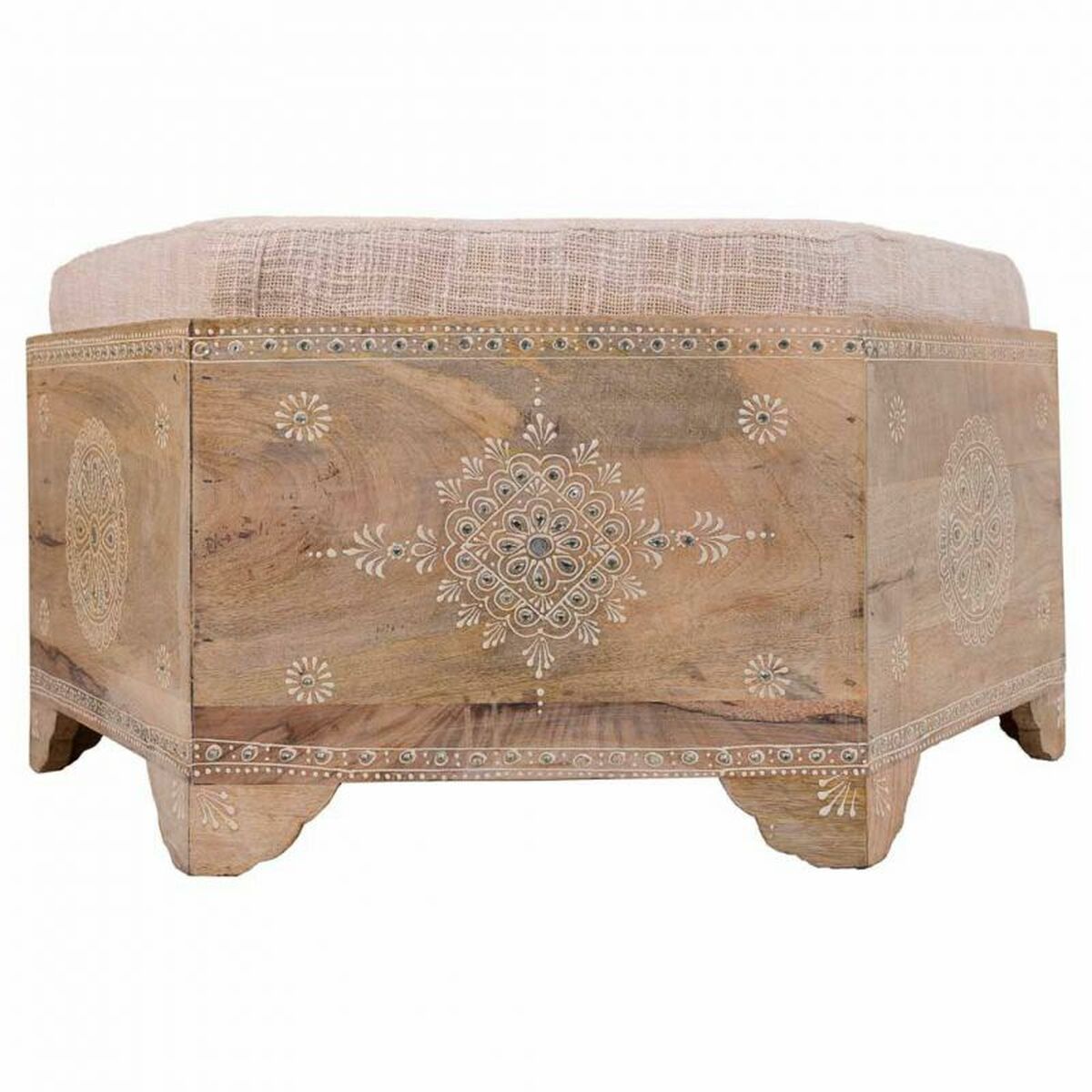 Sittpall Alexandra House Living Vit Naturell Mangoträ Trä MDF 60 x 29 x 70 cm - 6