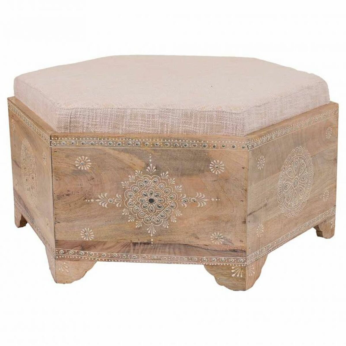 Sittpall Alexandra House Living Vit Naturell Mangoträ Trä MDF 60 x 29 x 70 cm
