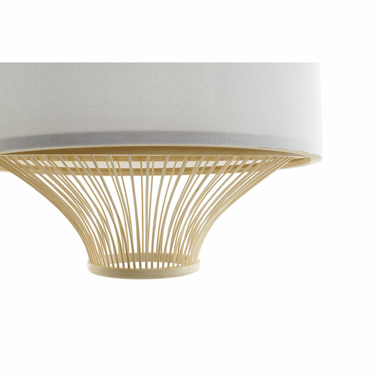 Taklampa DKD Home Decor Vit Polyester Bambu (40 x 40 x 52 cm) - 2