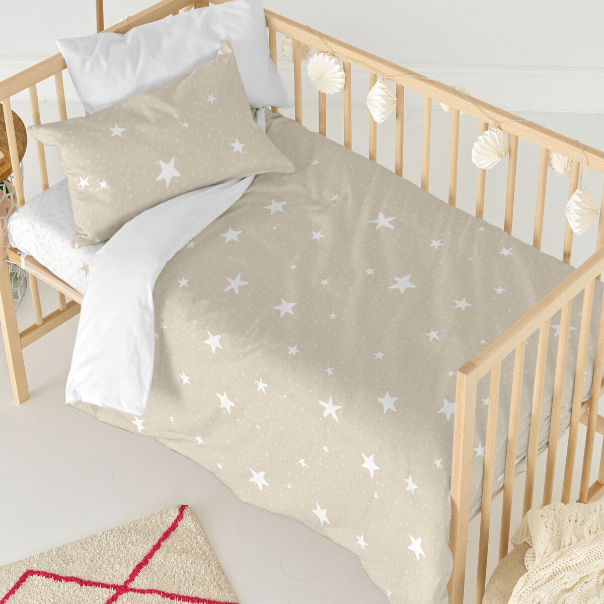 Täckslagsset HappyFriday Basic Kids Beige Babysäng 2 Delar - 2