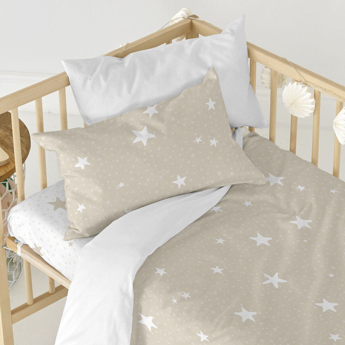 Täckslagsset HappyFriday Basic Kids Beige Babysäng 2 Delar - 4