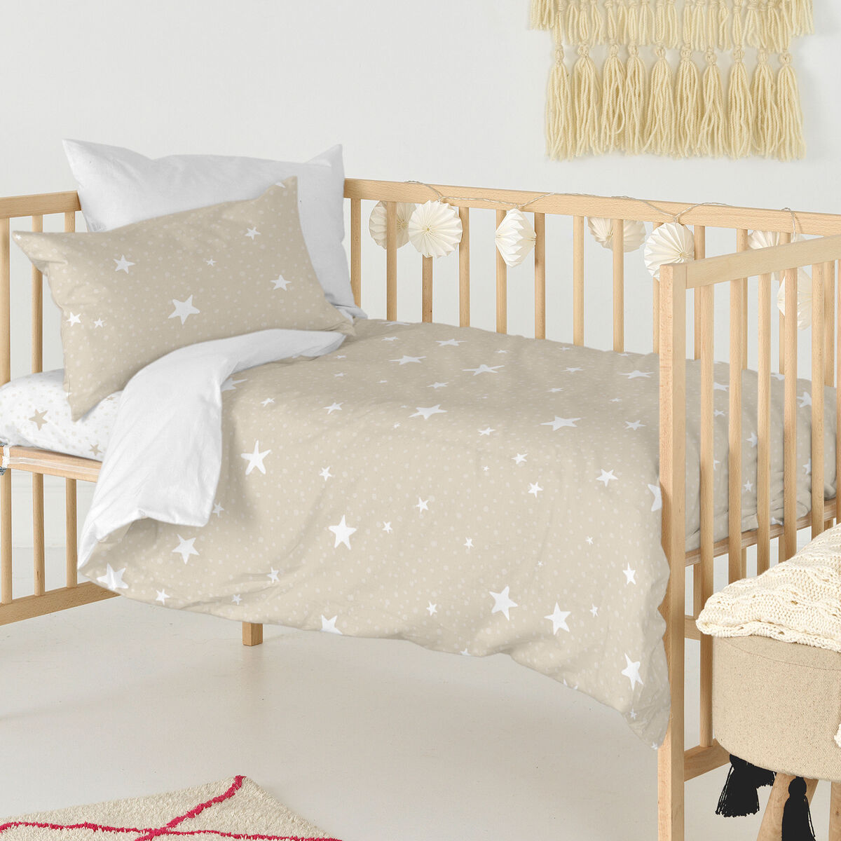 Täckslagsset HappyFriday Basic Kids Beige Babysäng 2 Delar - 3