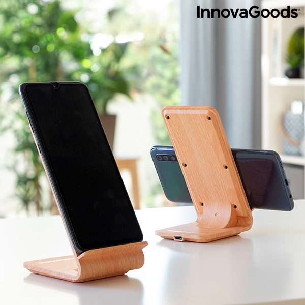 Sladdlös laddare och hållare med träutseende Qistan InnovaGoods - 3