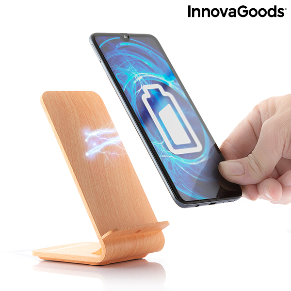 Sladdlös laddare och hållare med träutseende Qistan InnovaGoods - 7