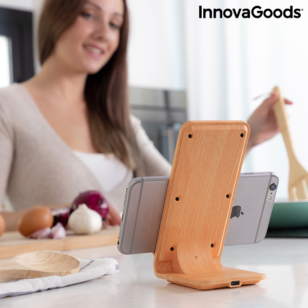 Sladdlös laddare och hållare med träutseende Qistan InnovaGoods - 6