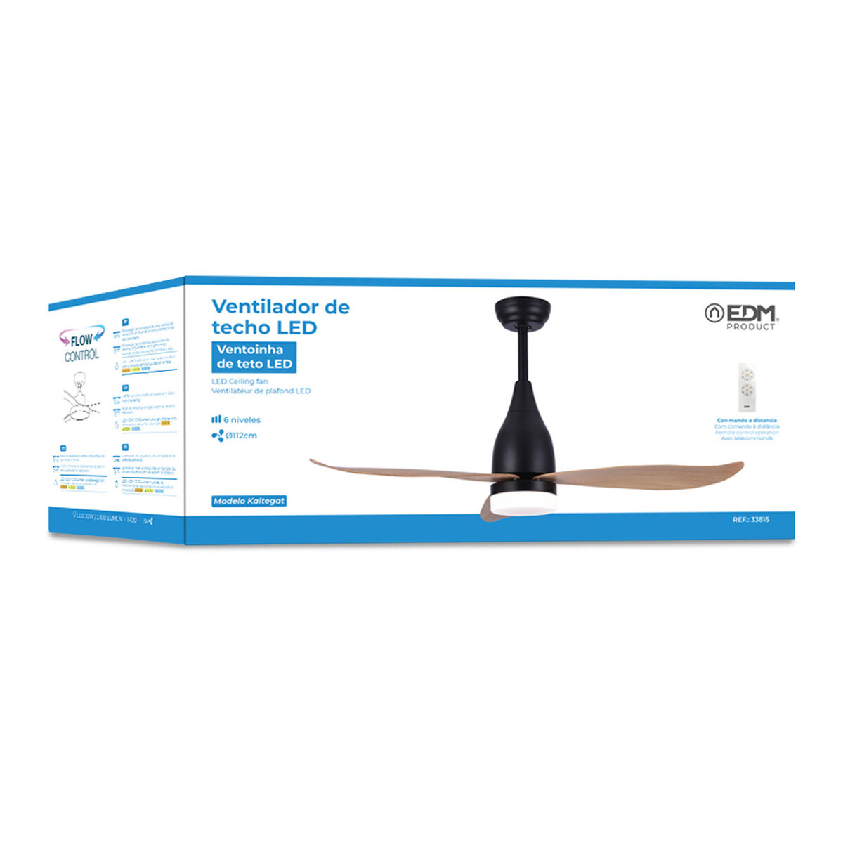 Takfläkt med belysning EDM 33815 Kattegat Svart 15 W 18 W 2190 Lm - 9