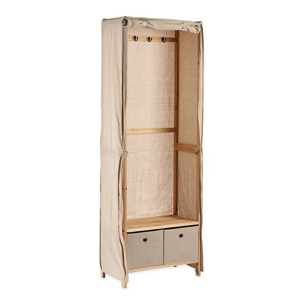Kapphängare Kipit Beige Trä Tyg 31,5 x 58 x 168 cm 58 x 168 x 31,5 cm - 3