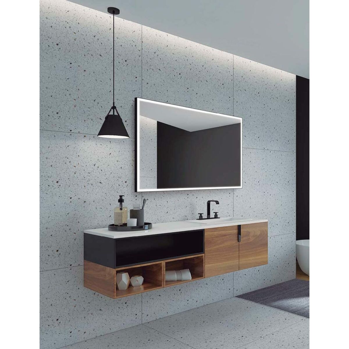 Badrumsspegel med LED-belysning Ledimex SUIZ010-90NG 90 x 80 cm