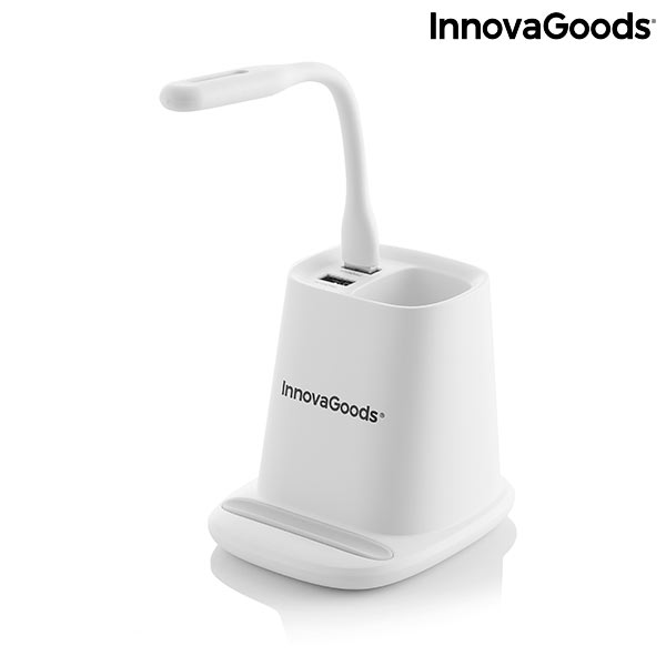 Trådlös laddare med förvaringshållare och LED-lampa med USB. DesKing InnovaGoods - 3