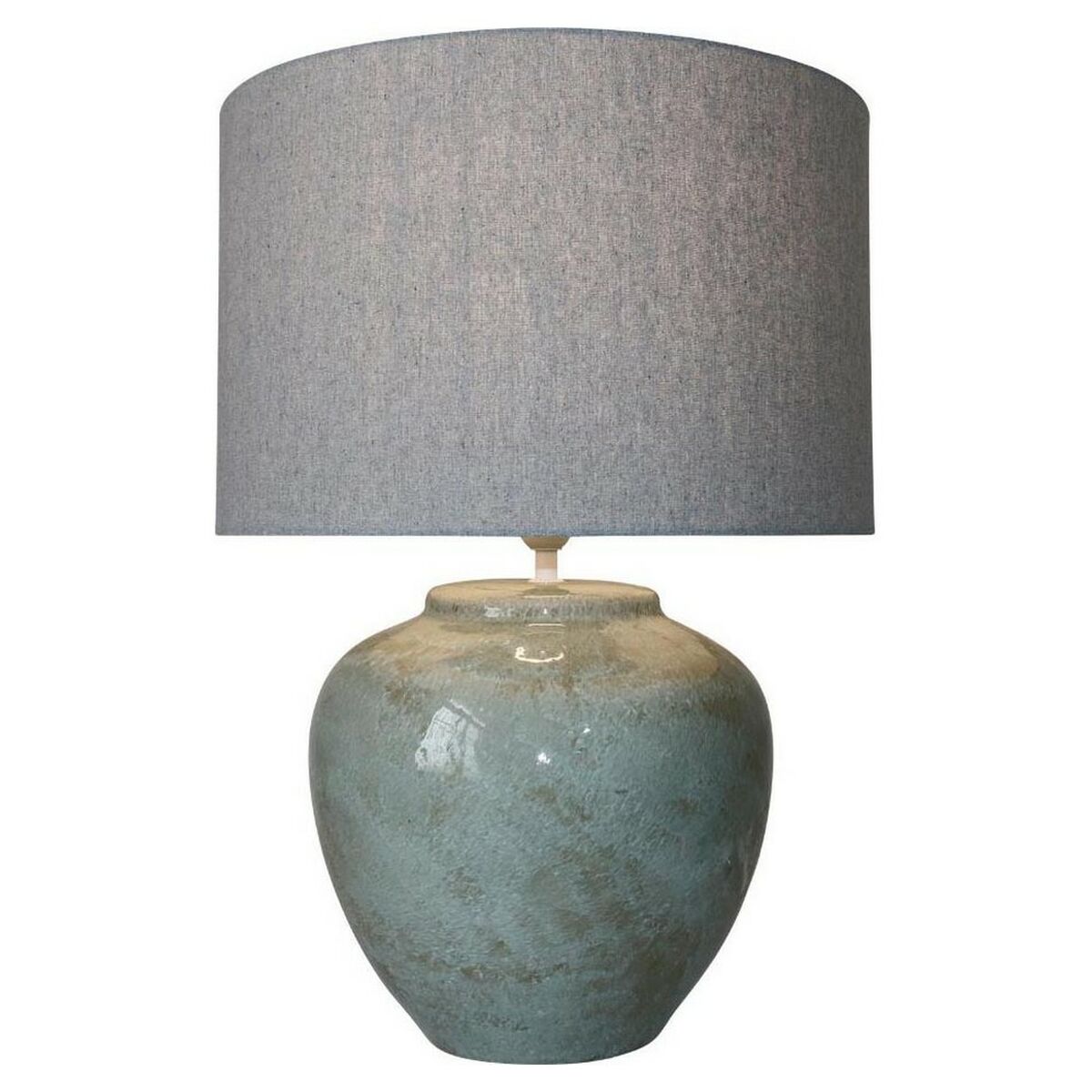 Bordslampa DKD Home Decor Kanvas Keramik Grå (42 x 42 x 60 cm)