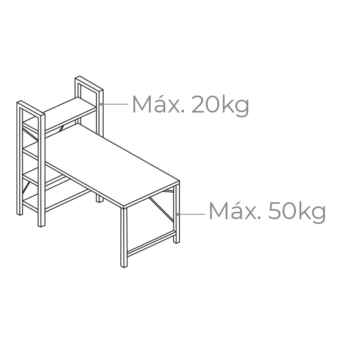 Skrivbord med hylla EDM 75196 Svart Trä Metall 121 x 120 x 64 cm - 3