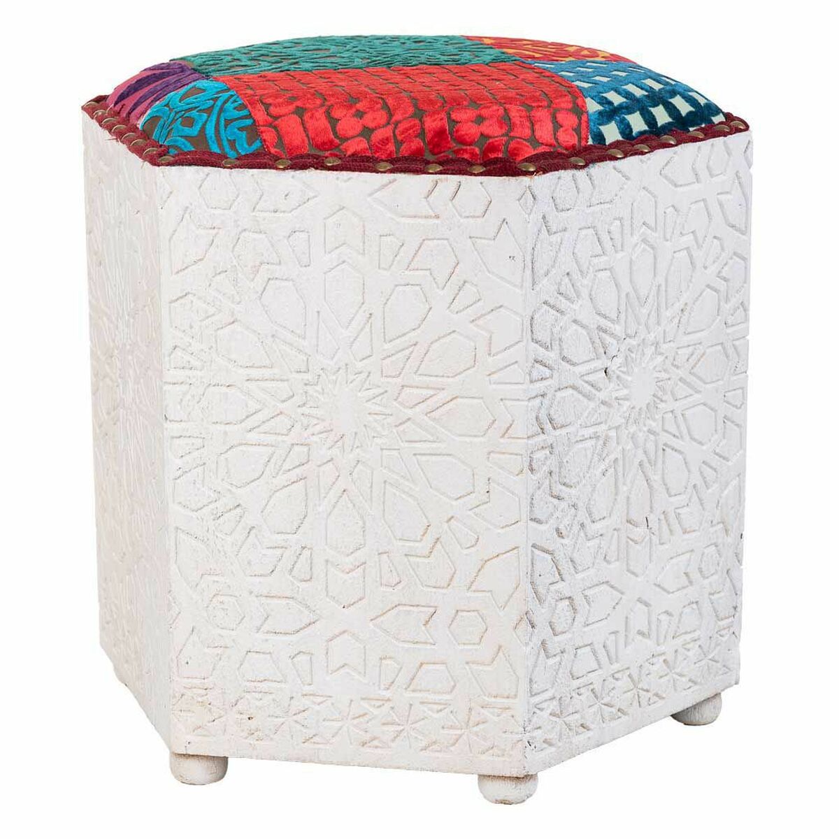 Sittpall Alexandra House Living Vit Mangoträ 46 x 41 x 46 cm