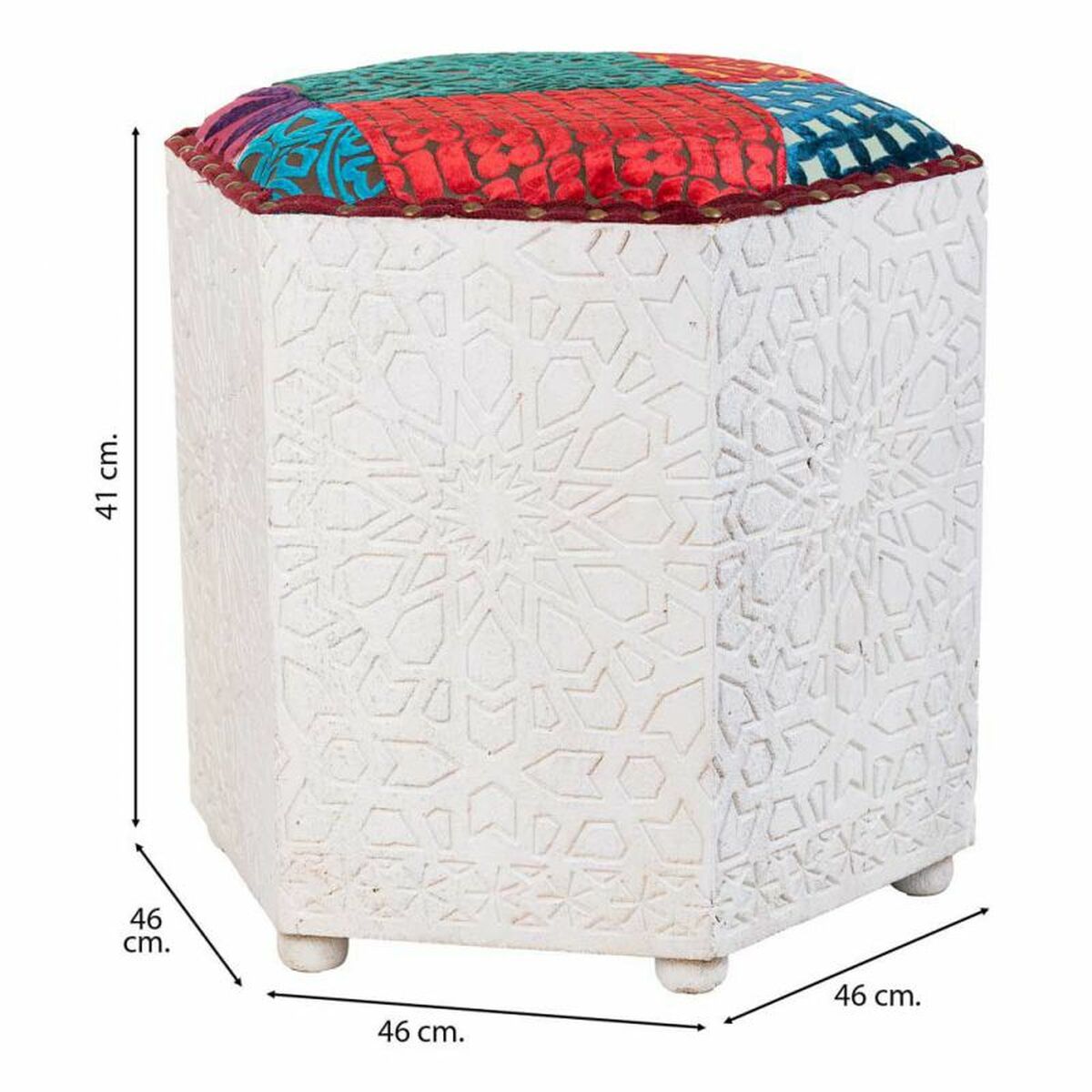 Sittpall Alexandra House Living Vit Mangoträ 46 x 41 x 46 cm - 3