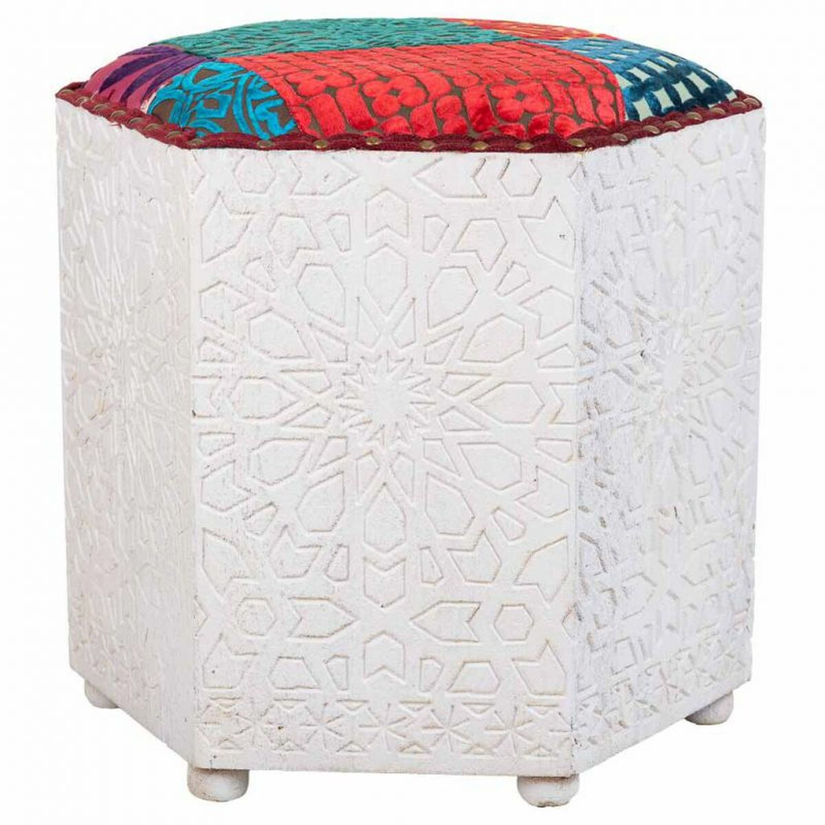 Sittpall Alexandra House Living Vit Mangoträ 46 x 41 x 46 cm - 4